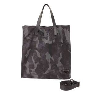 Prada TESSUTO CAMOUFLAGE Nylon Tote Bag Navy Blue